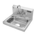 Stainless Steel Hand Wash Sink with tap holes, Splash Mounted NSF Commercial Hand Wash Sink for Catering